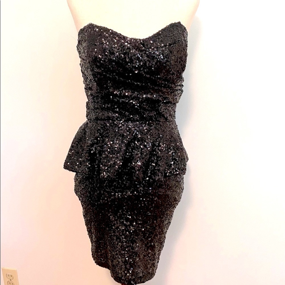 ASOS strapless peplum sequin dress